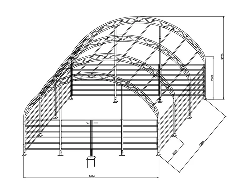 Husdyrtelt fagverk 6x6x3,7m, PVC, Grønt - Image 9