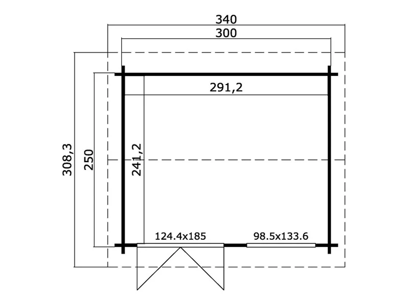 Hytte i tre, Stavanger 3x2,5x2,45m, 44mm, Mørkegrå - Image 3