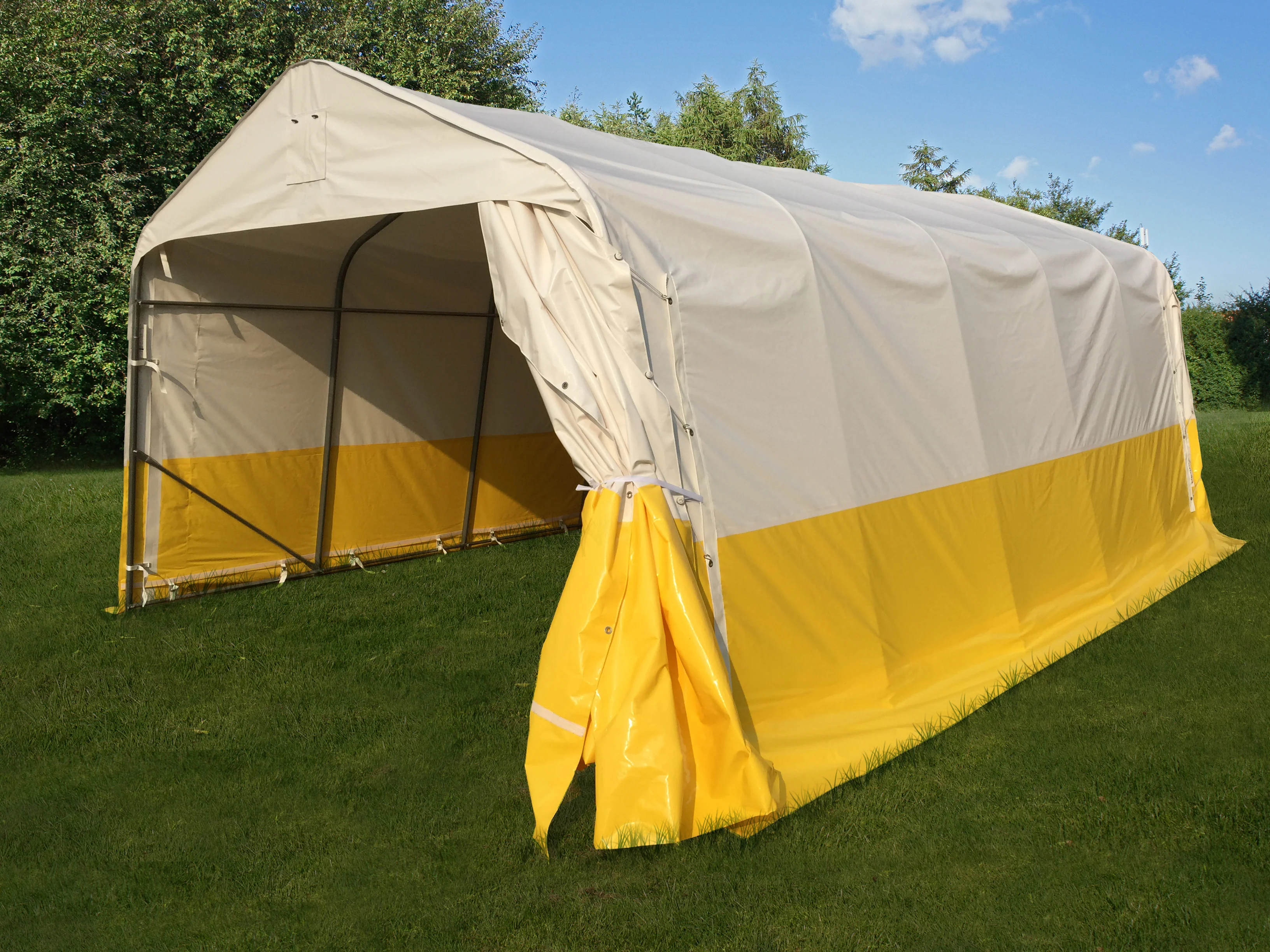 Lager- og arbeidstelt PRO 3,6x6x2,68m, PVC, hvit/gul, flammehemmende - Image 3
