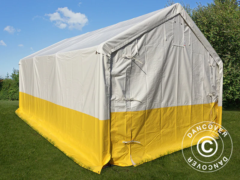 Lager- og arbeidstelt PRO 4x6m, PVC, hvit/gul, flammehemmende - Image 3