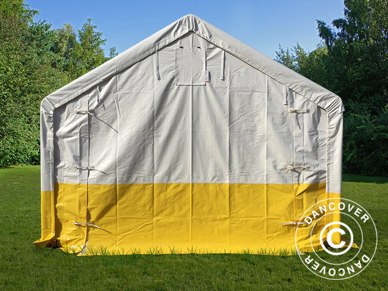 Lager- og arbeidstelt PRO 4x6m, PVC, hvit/gul, flammehemmende - Image 4