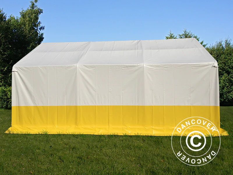Lager- og arbeidstelt PRO 4x6m, PVC, hvit/gul, flammehemmende - Image 5