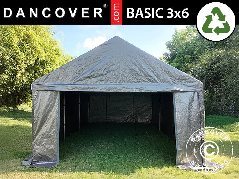 Lagertelt Basic, 3x6m, PE 300, Grå