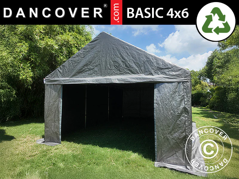 Lagertelt Basic, 4x6m, PE 300, Grå