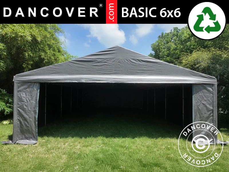 Lagertelt Basic, 6x6m, PE 300, Grå