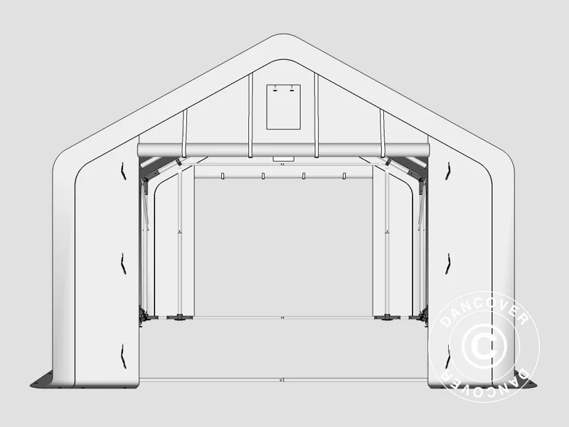 Lagertelt PRO 4x4x2x3,1m, PVC, Grå - Image 13