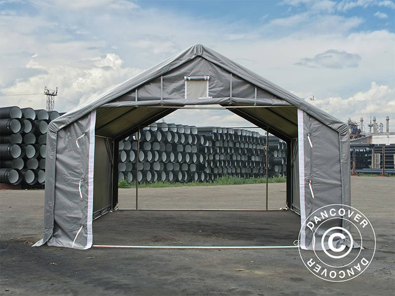 Lagertelt PRO 4x4x2x3,1m, PVC, Grå - Image 3