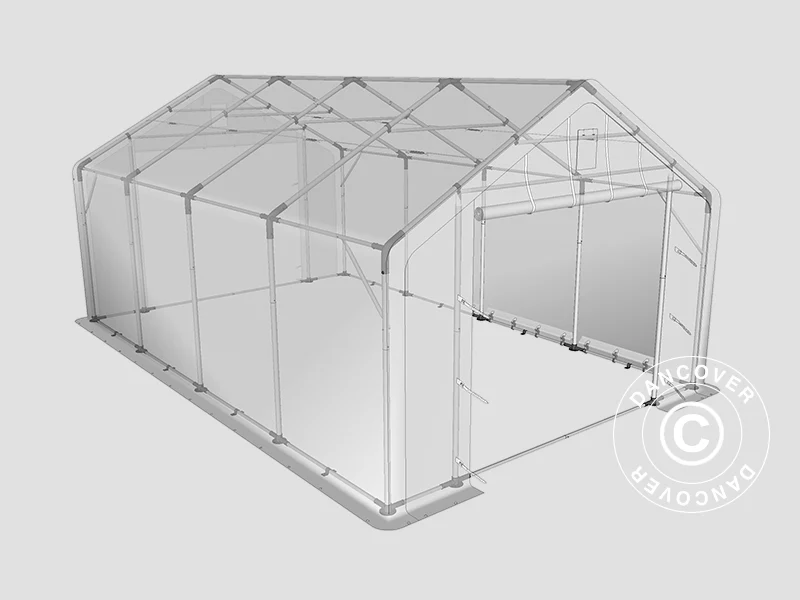 Lagertelt PRO 5x8x2,5x3,89m, PVC, Grå - Image 12