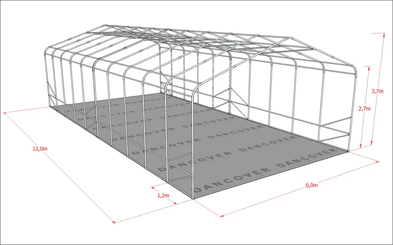 Lagertelt PRO 6x12x3,7m PVC m/hvitt takpanel, Grå - Image 15
