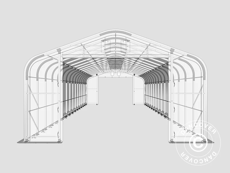 Lagertelt PRO 6x18x3,7m PVC m/hvitt takpanel, Grå - Image 15