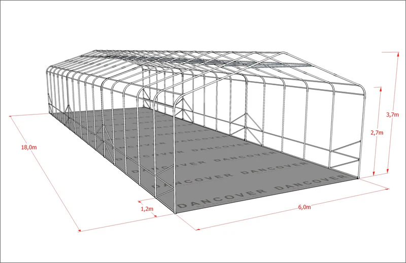 Lagertelt PRO 6x18x3,7m PVC m/hvitt takpanel, Grønn - Image 13