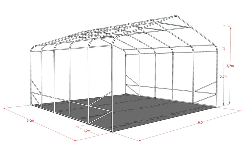 Lagertelt PRO 6x6x3,7m, PE, Grå - Image 13