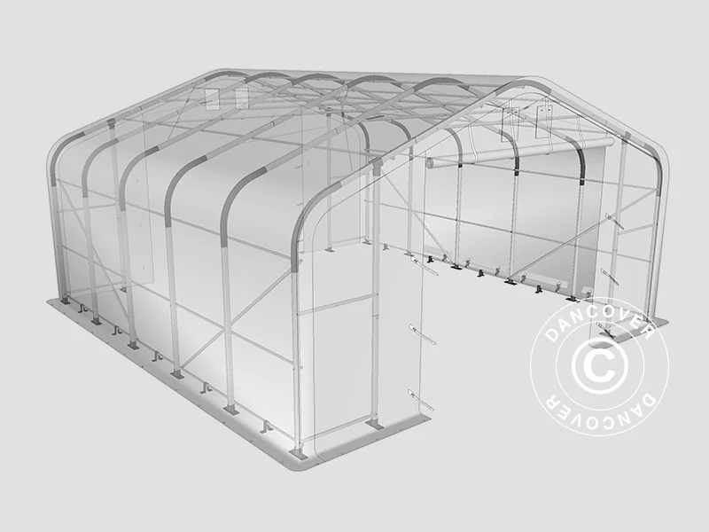 Lagertelt PRO 7x7x3,8m PVC m/hvitt takpanel, Grønn - Image 10