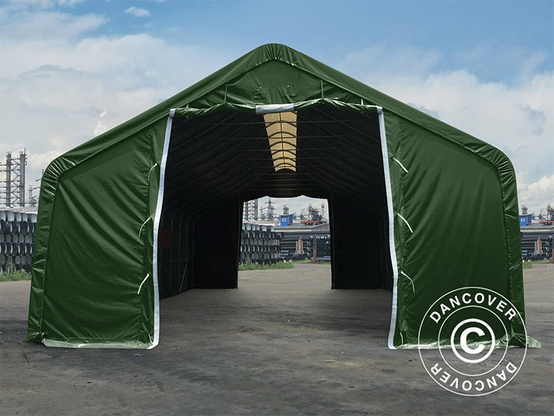 Lagertelt PRO 8x12x5,2m PVC hvitt takpanel, Grønn - Image 4