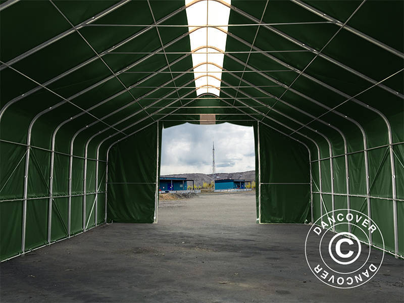 Lagertelt PRO 8x12x5,2m PVC hvitt takpanel, Grønn - Image 6