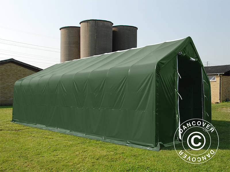 Lagertelt PRO 8x12x5,2m PVC hvitt takpanel, Grønn - Image 7