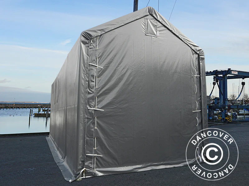 Lagertelt PRO XL 4x10x3,5x4,59m, PVC, Grå - Image 5