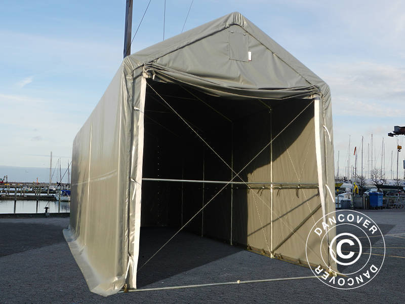 Lagertelt PRO XL 4x10x3,5x4,59m, PVC, Grå - Image 6