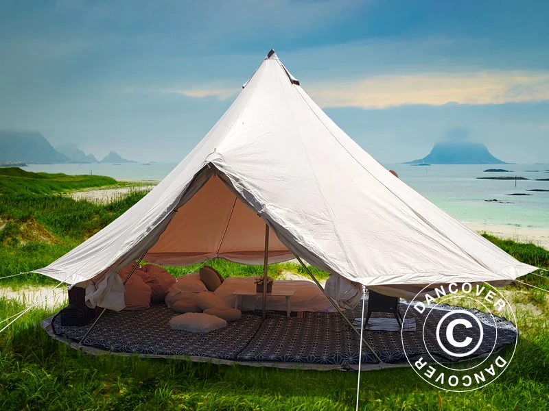 Lavvo til glamping, TentZing® 5x5m, 6 personer, Sandfarget - Image 2