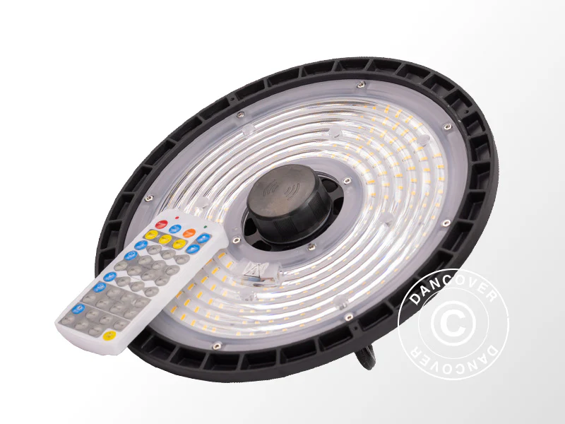 LED-industriarmatur, Ø27x11,5cm, med sensor/fjernkontroll, Svart - Image 4