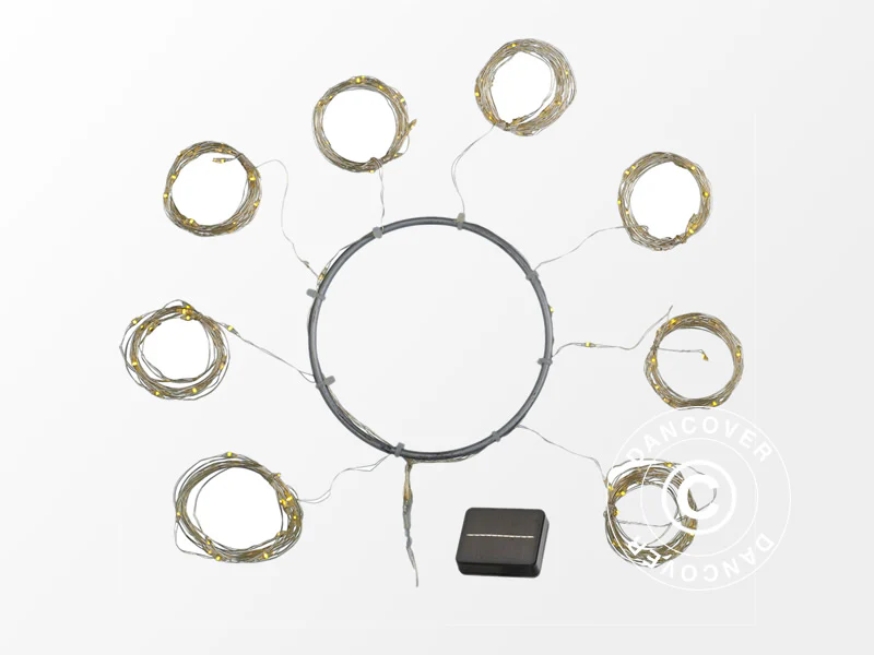 LED-lysekjede solcelle til parasoll, Knirke, 8x2m, Varm hvit - Image 4