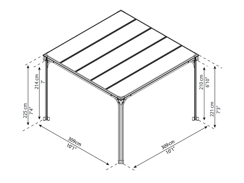 Lysthus Milano 3000, Palram/Canopia, 3,09x3,09x2,25m, Grå - Image 7