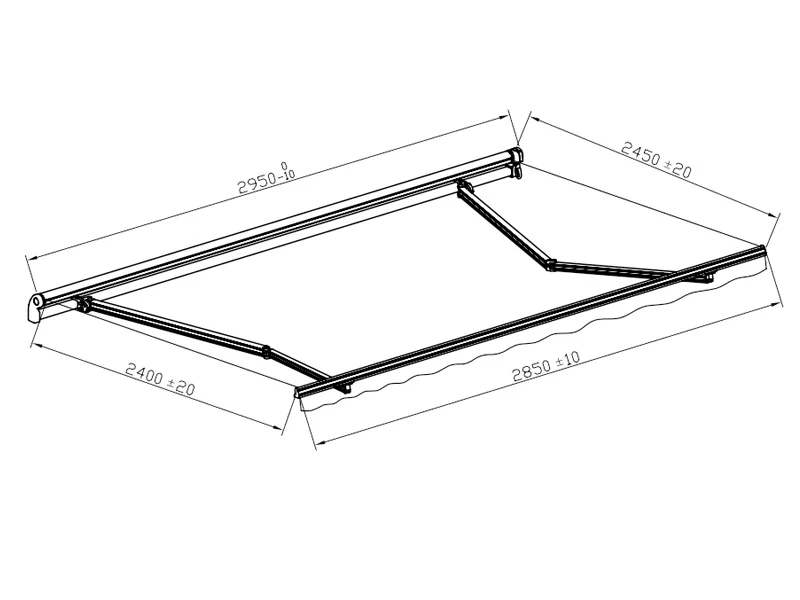 Markise m/sveiv, 2,95x2,5m, Svart/Svart ramme - Image 5