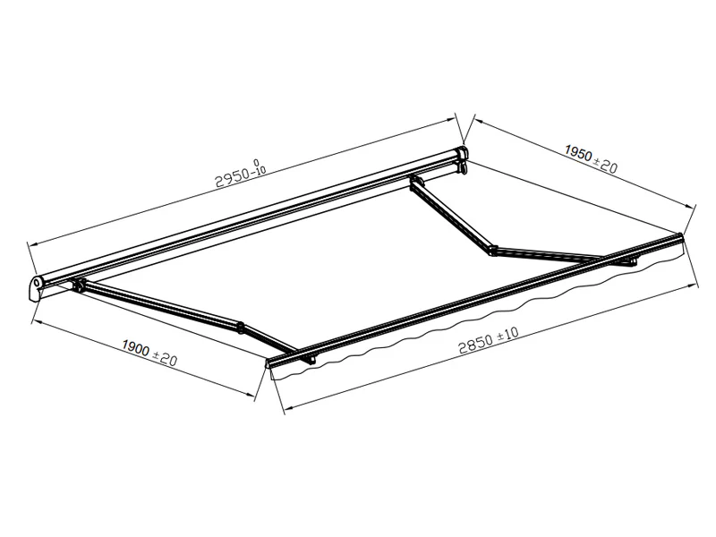 Markise m/sveiv, 2,95x2m, Svart/Svart ramme - Image 5