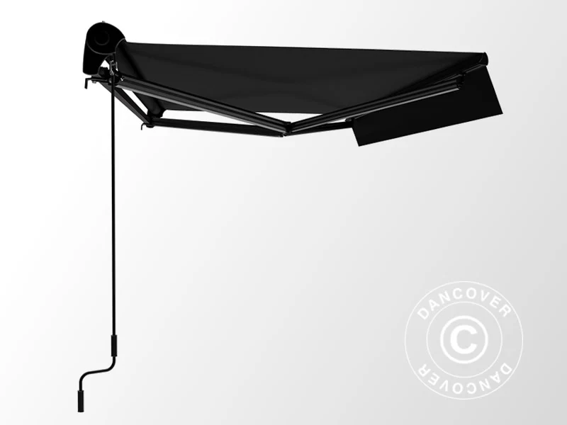 Markise m/sveiv, 3,95x2,5m, Svart/Svart ramme - Image 3