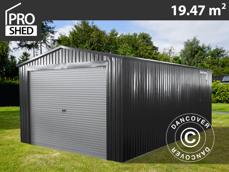 Metall garasje 3,38x5,76x2,43m, 19,47m², ProShed®, Antrasitt