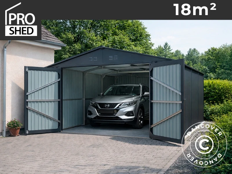 Metall garasje 3x6,02x2,32m, 18,06m², ProShed®, Antrasitt