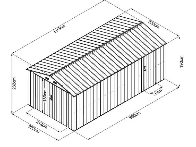 Metall garasje 3x6,02x2,32m, 18,06m², ProShed®, Antrasitt - Image 10