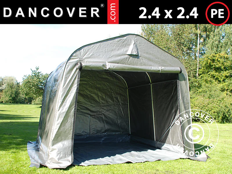 Oppbevaringstelt PRO 2,4x2,4x2m PE, med underlag, Grå