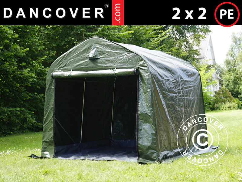 Oppbevaringstelt PRO 2x2x2m PE, med underlag, Grønn/grå