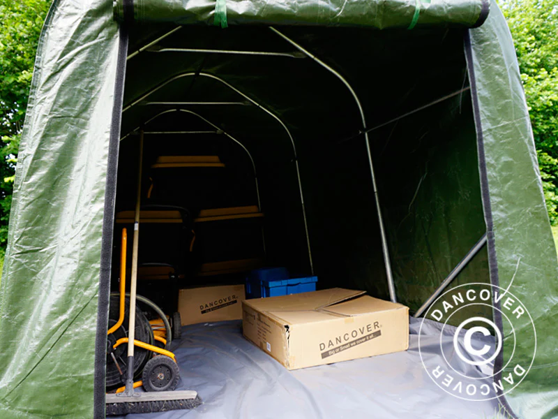 Oppbevaringstelt PRO 2x3x2m PE, med underlag, Grønn/Grå - Image 5