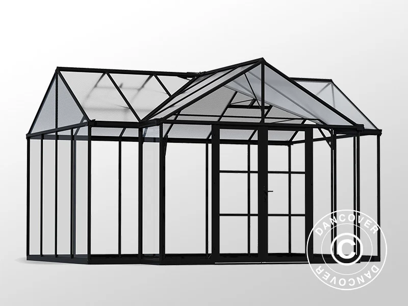 Orangeri i polykarbonat Triomphe m/sokkel, 17,1m², Palram/Canopia, 4,5x3,8x2,69m, Svart - Image 4