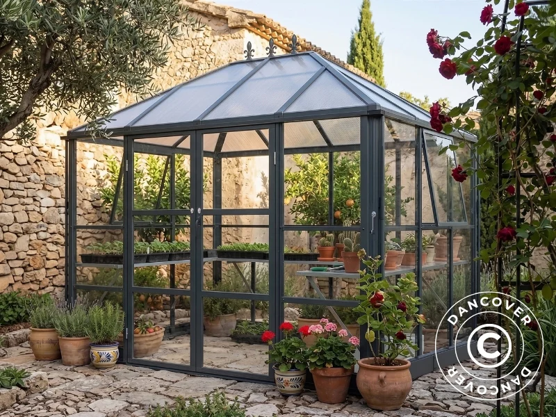 Orangeri polykarbonat med base, 6,1m2, 2,84x2,15x2,43m, Svart - Image 4