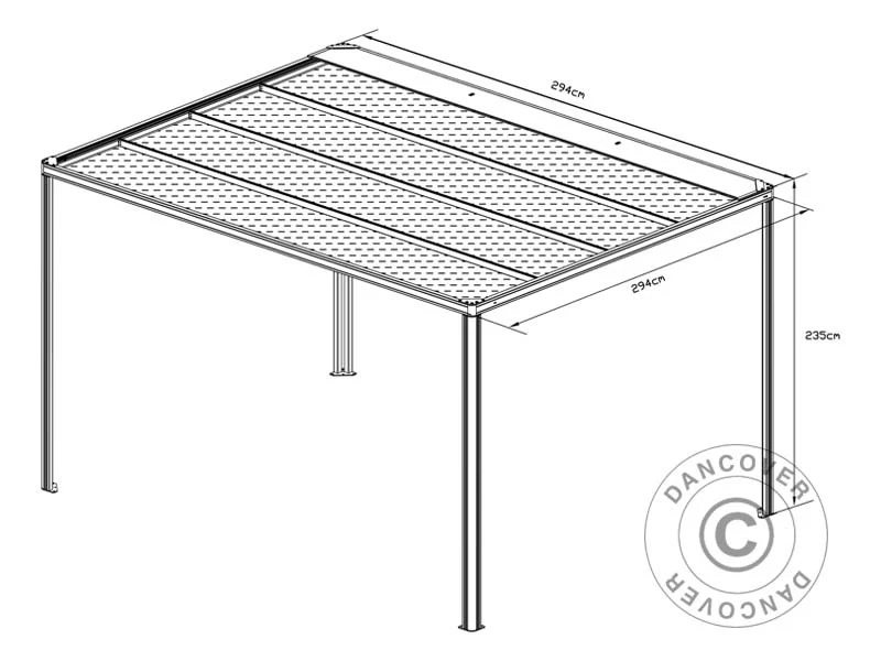 Pergola paviljong San Fernando, 3x3m, Hvit/Beige - Image 12