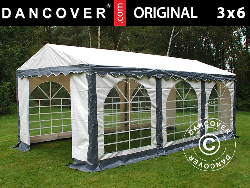 Partytelt Original 3x6m PVC 900, Grå/Hvit