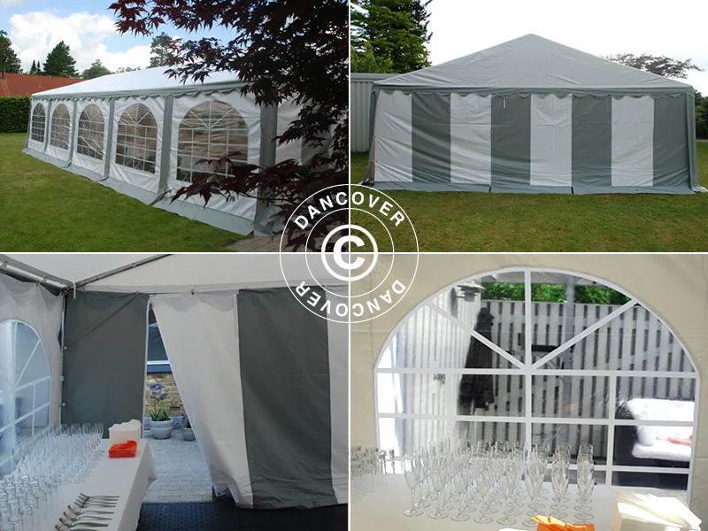 Partytelt Original 4x10m PVC 900, Grå/Hvit - Image 10
