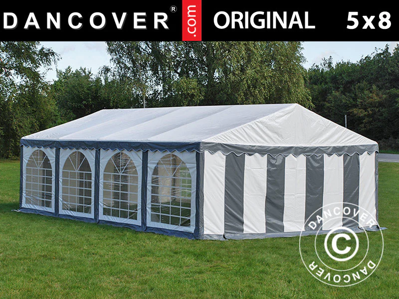 Partytelt Original 5x8m PVC 900, Grå/Hvit