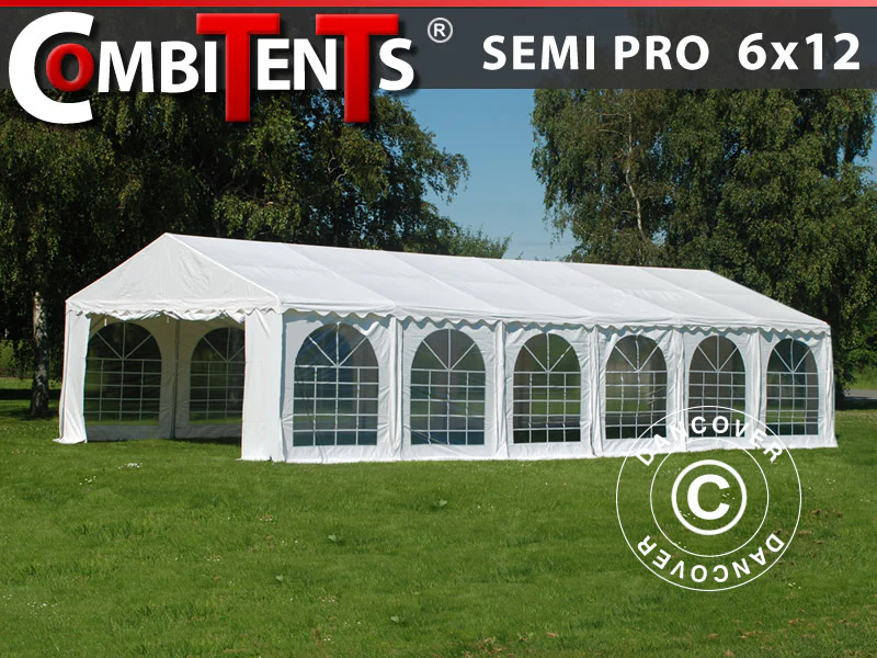 Partytelt, SEMI PRO Plus CombiTents® 900 6x12m, 4 i 1, Hvit