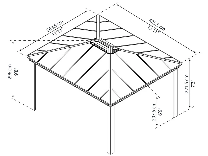 Paviljong Dallas 3,64x4,26m, Antrasitt - Image 6