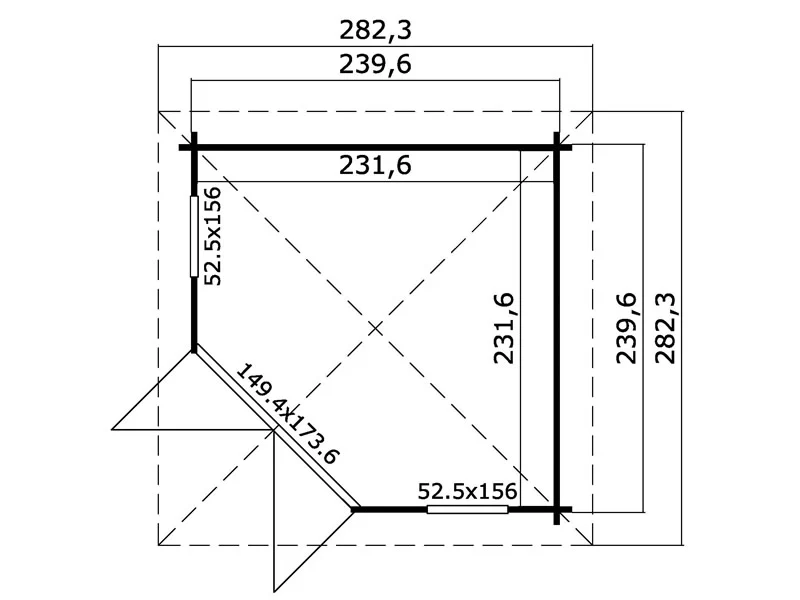 Paviljong i tre Brittany, 2,4x2,4x2,41m, 40mm, Mørkegrå - Image 4