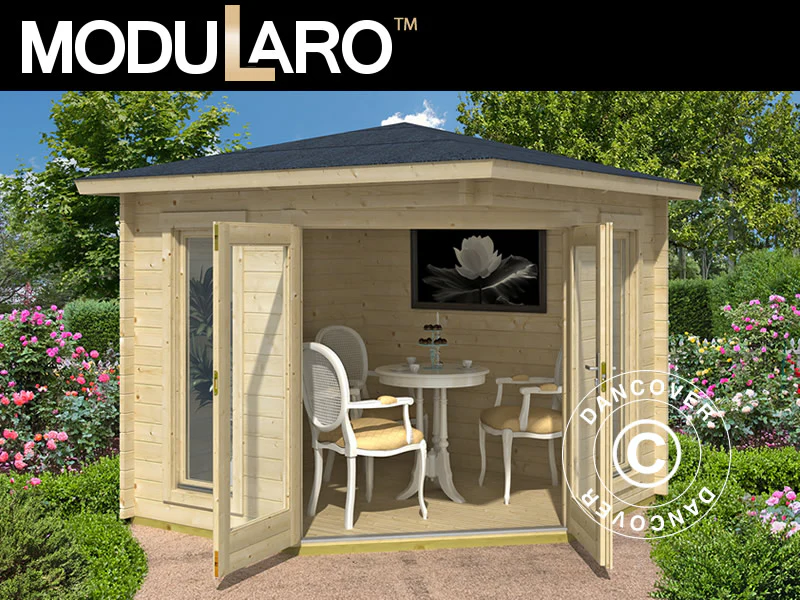Paviljong i tre Brittany, 2,4x2,4x2,41m, 40mm, Naturlig