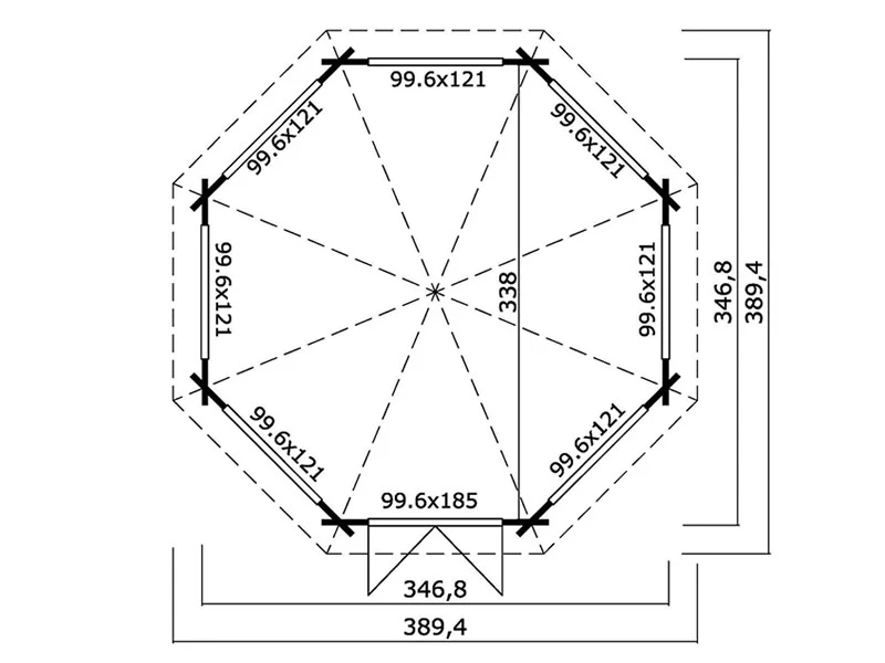Paviljong i tre Lorraine, åttekantet 3,47x3,47x3,45m, 44mm, Naturlig - Image 5