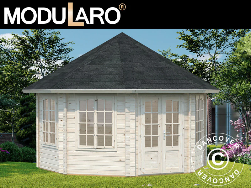 Paviljong i tre m/gulv, 4,21x4,21x3,71m, 14,1m², Naturlig