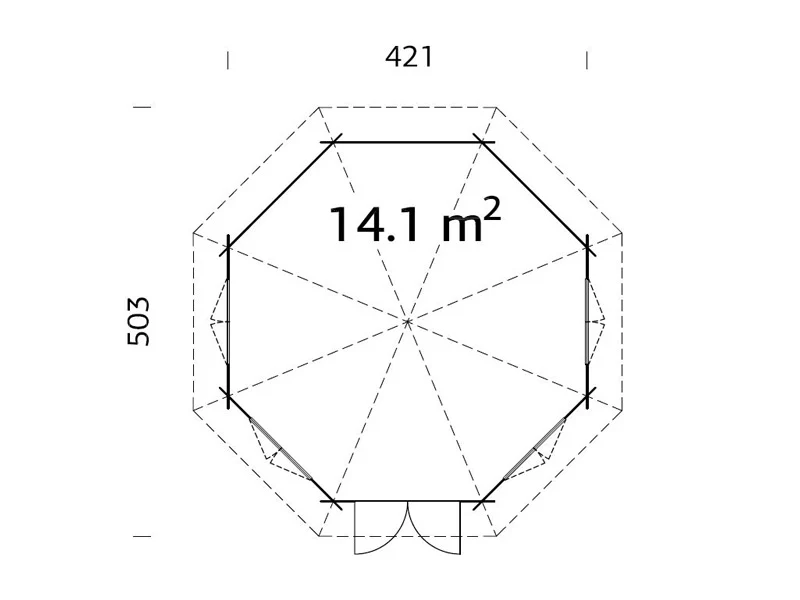Paviljong i tre m/gulv, 4,21x4,21x3,71m, 14,1m², Naturlig - Image 6