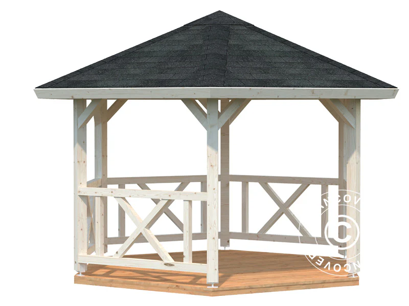 Paviljong i tre m/tregulv, 3,37x3,37x3,13m, 9,9m², Naturlig - Image 2