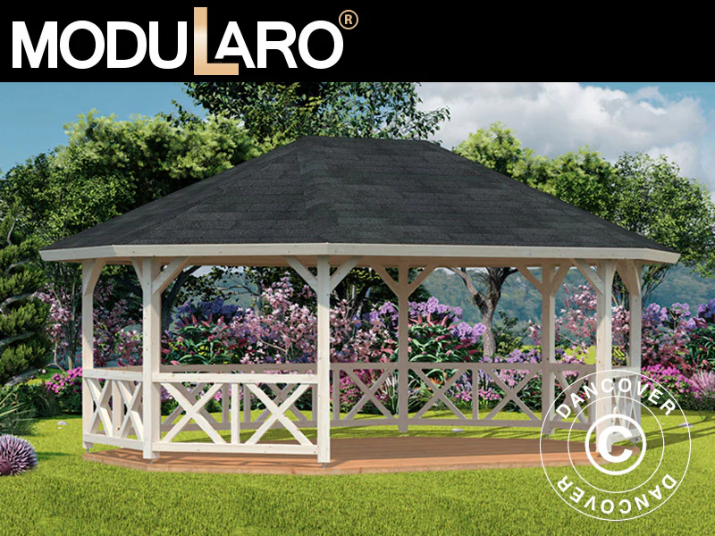 Paviljong i tre m/tregulv, 4,67x6,17x3,62m, 25m², Naturlig